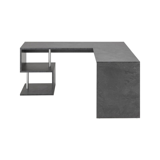 Scrivania ad angolo per ufficio con Annibi, Made in Italy, Tavolo da computer, Scrittoio porta PC, cm 160x60h78, Grigio Cenere