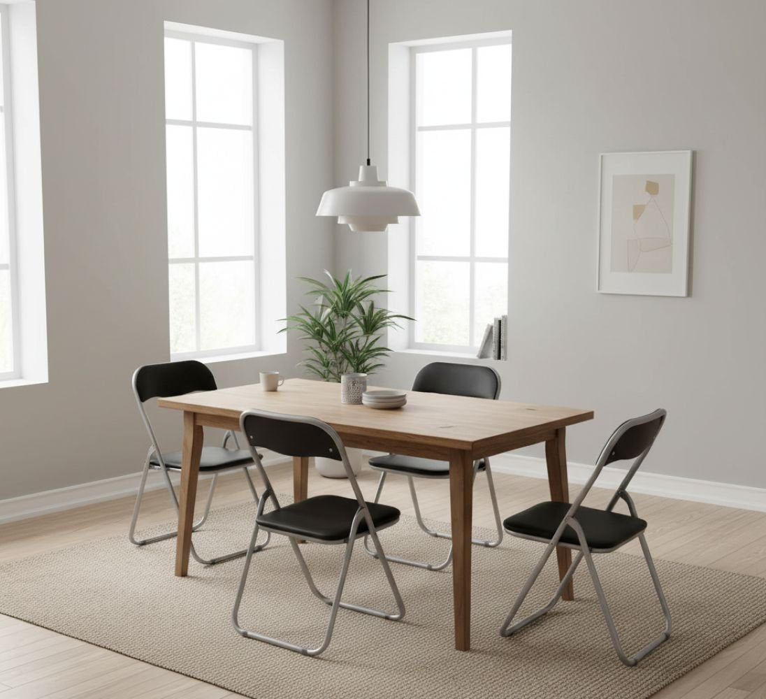 Set di quattro sedie Antenore, colore nero, Misure 43 x 47 x 78 cm