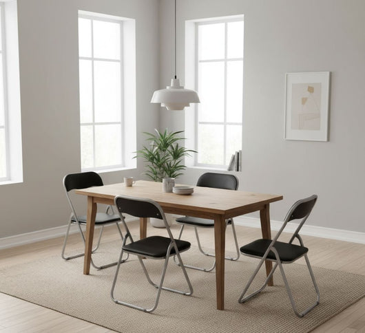 Set di quattro sedie Antenore, colore nero, Misure 43 x 47 x 78 cm