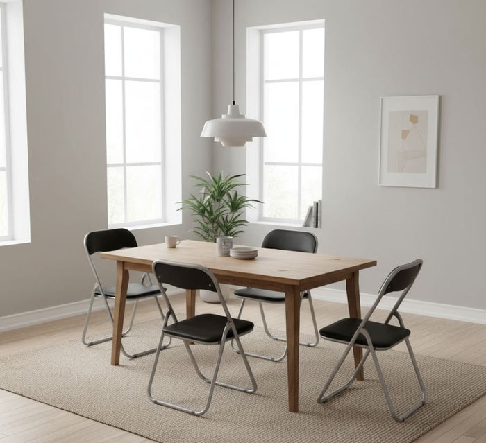 Set di quattro sedie Antenore, colore nero, Misure 43 x 47 x 78 cm