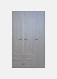 Armadio 3 ante battenti, colore olmo, cm 210x121x52, con tubo appendiabiti