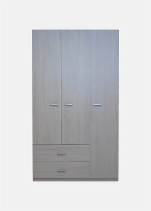 Armadio 3 ante battenti, colore olmo, cm 210x121x52, con tubo appendiabiti