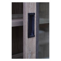 Credenza 0, Vetrina cristalliera a 4 ante e 3 cassetti, Madia alta da salotto, Cm 150x40h203, Rovere anticato