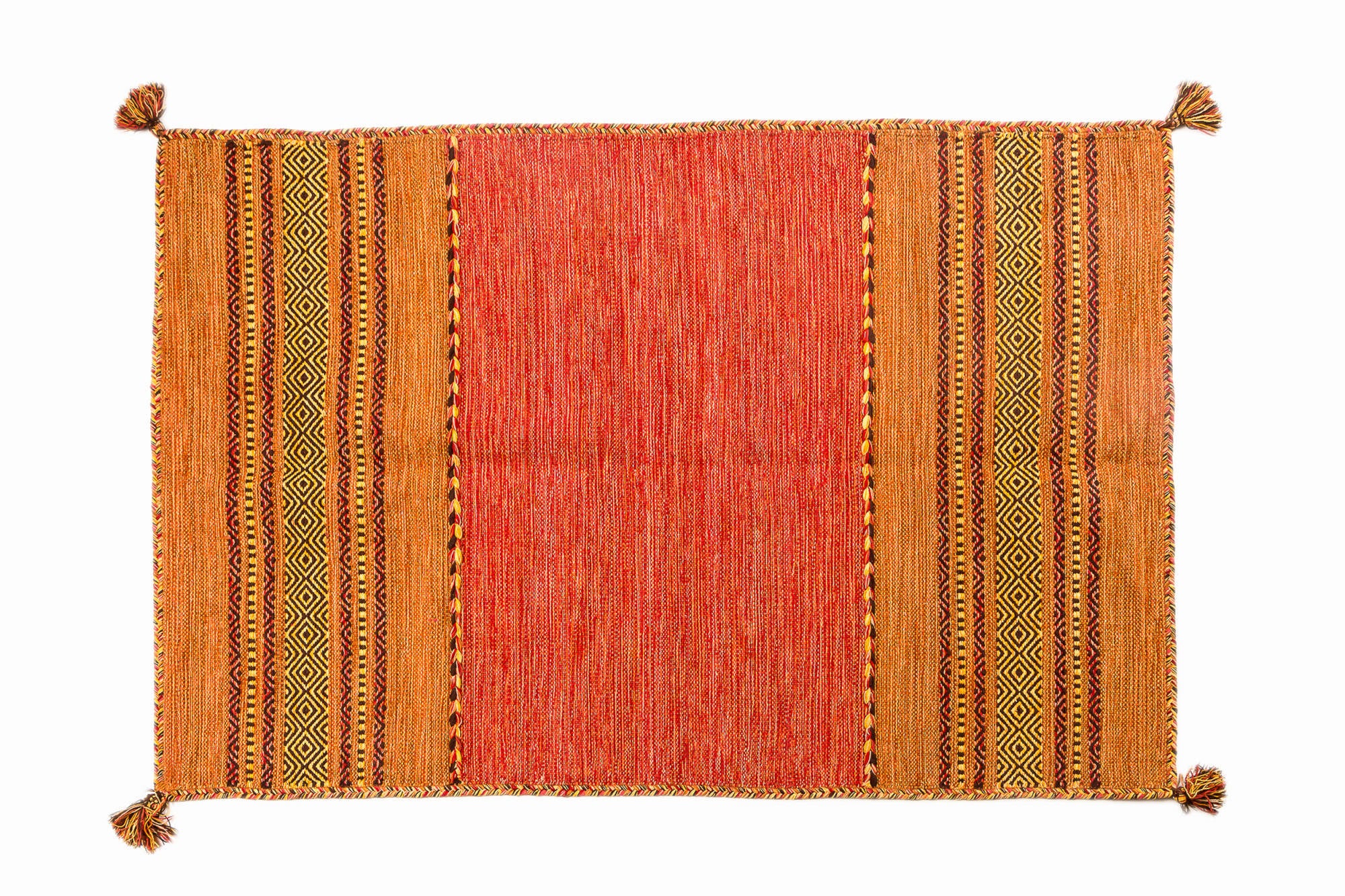 Tappeto moderno Kansas, stile kilim, 100% cotone, arancione, 90x60cm