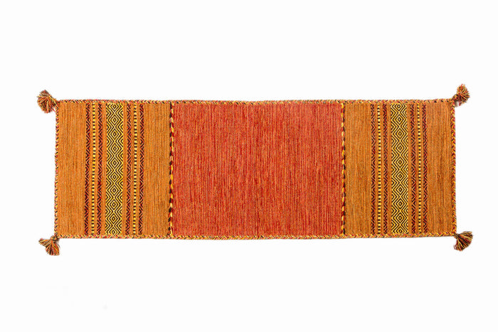 Tappeto moderno Kansas, stile kilim, 100% cotone, arancione, 200x60cm