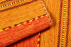 Tappeto moderno Kansas, stile kilim, 100% cotone, arancione, 200x60cm