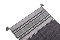 Tappeto moderno Kansas, stile kilim, 100% cotone, nero, 90x60cm