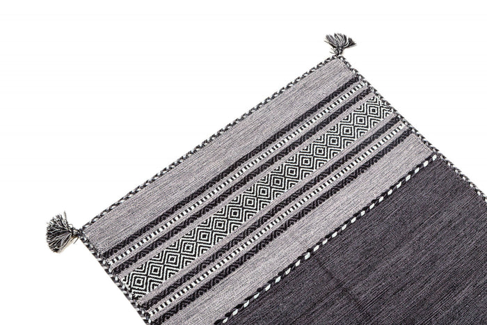 Tappeto moderno Kansas, stile kilim, 100% cotone, nero, 90x60cm
