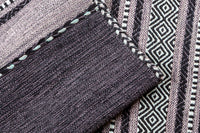 Tappeto moderno Kansas, stile kilim, 100% cotone, nero, 200x60cm
