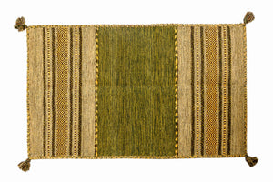 Tappeto moderno Kansas, stile kilim, 100% cotone, verde, 90x60cm