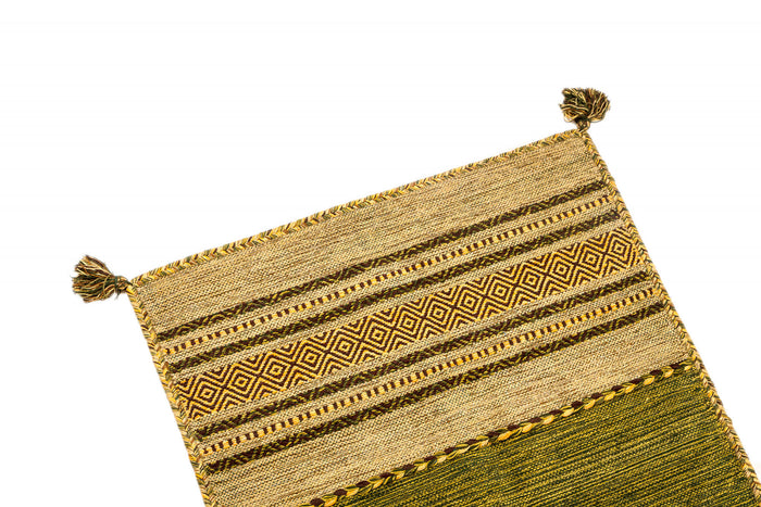 Tappeto moderno Kansas, stile kilim, 100% cotone, verde, 90x60cm