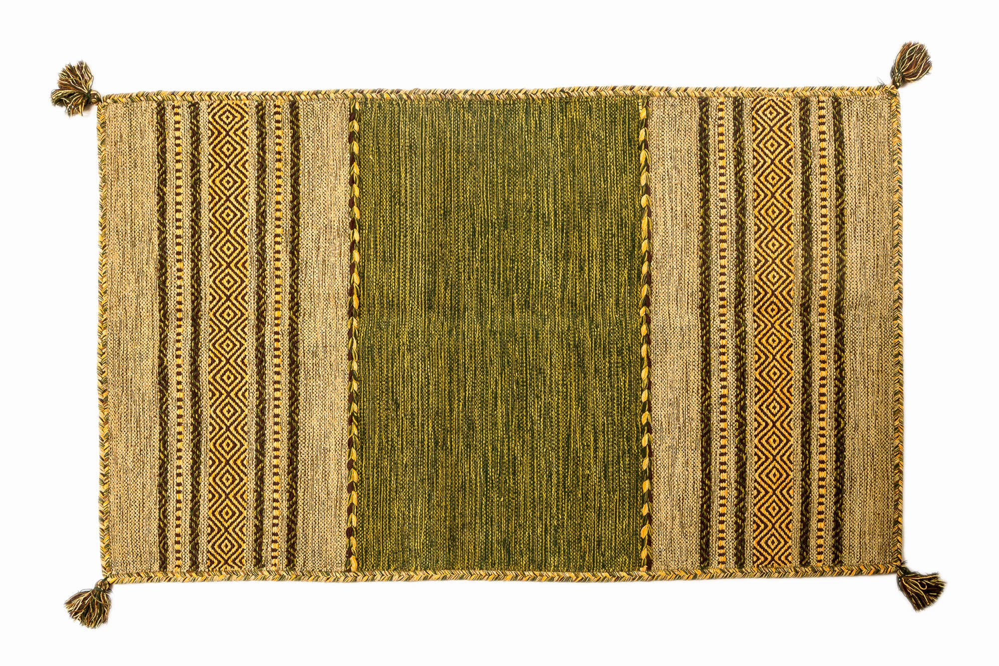 Tappeto moderno Kansas, stile kilim, 100% cotone, verde, 200x140cm