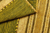 Tappeto moderno Kansas, stile kilim, 100% cotone, verde, 200x140cm