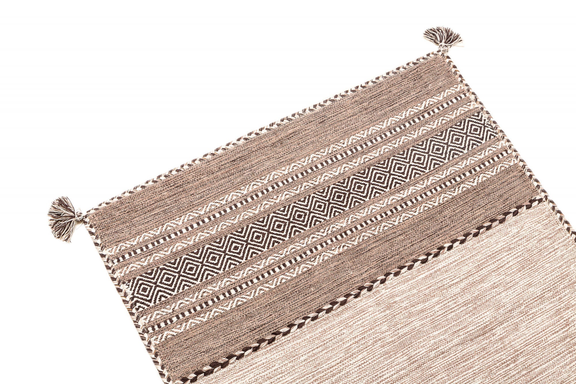 Tappeto moderno Kansas, stile kilim, 100% cotone, avorio, 230x160cm