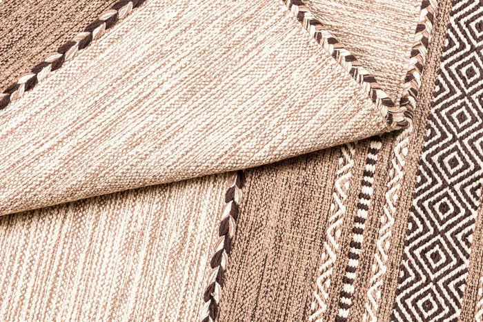 Tappeto moderno Kansas, stile kilim, 100% cotone, avorio, 230x160cm