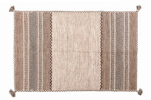 Tappeto moderno Kansas, stile kilim, 100% cotone, avorio, 230x160cm