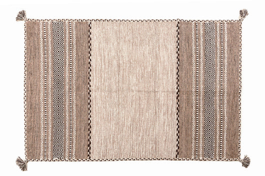 Tappeto moderno Kansas, stile kilim, 100% cotone, avorio, 230x160cm