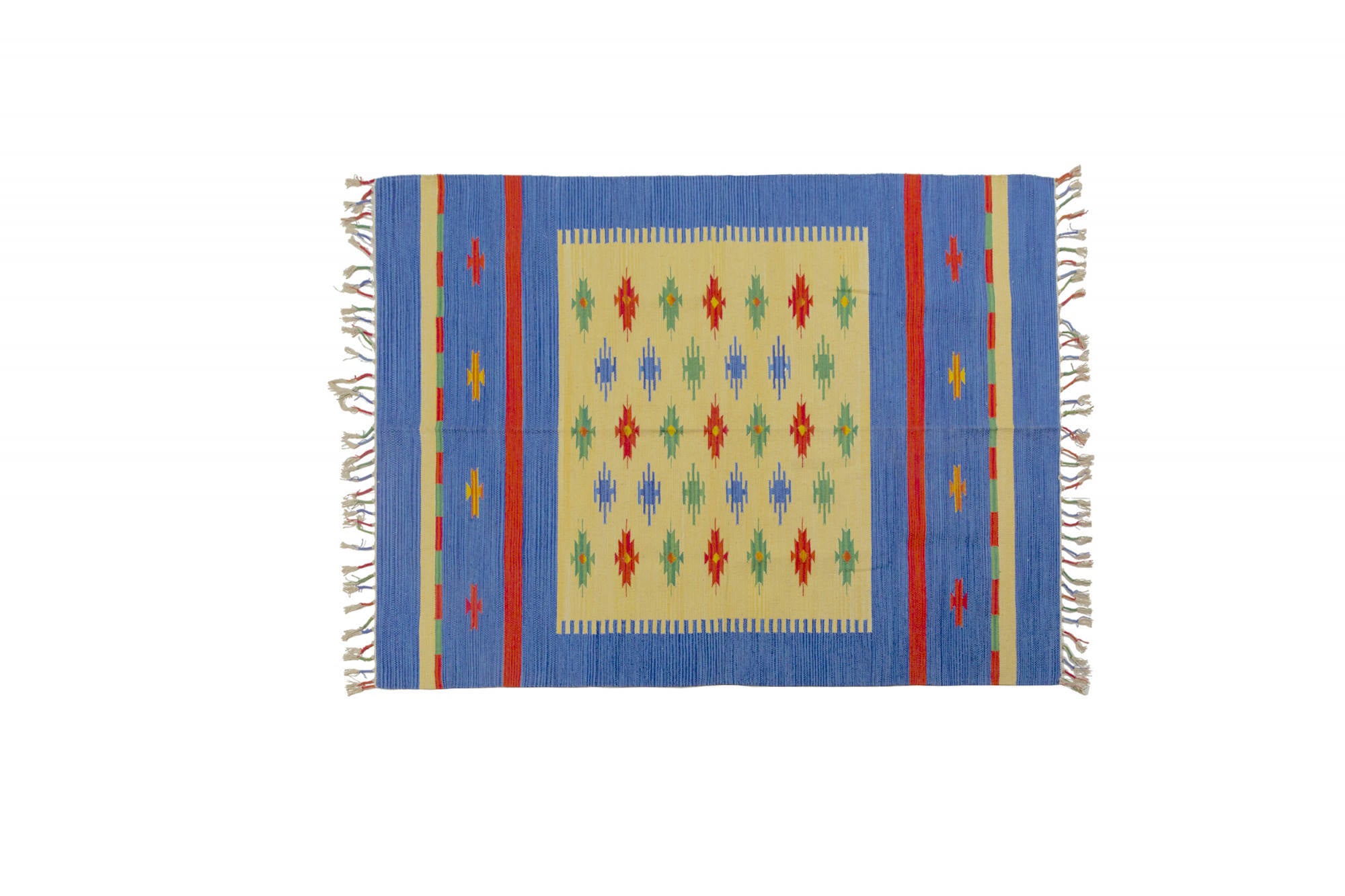 Tappeto moderno Seattle, stile kilim, 100% cotone, multicolore, 170x110cm