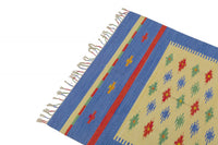 Tappeto moderno Seattle, stile kilim, 100% cotone, multicolore, 170x110cm