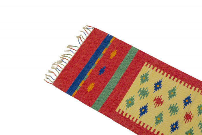 Tappeto moderno Seattle, stile kilim, 100% cotone, multicolore, 240x60cm