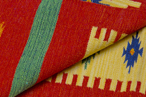 Tappeto moderno Seattle, stile kilim, 100% cotone, multicolore, 240x60cm