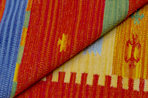 Tappeto moderno Seattle, stile kilim, 100% cotone, multicolore, 180x60cm