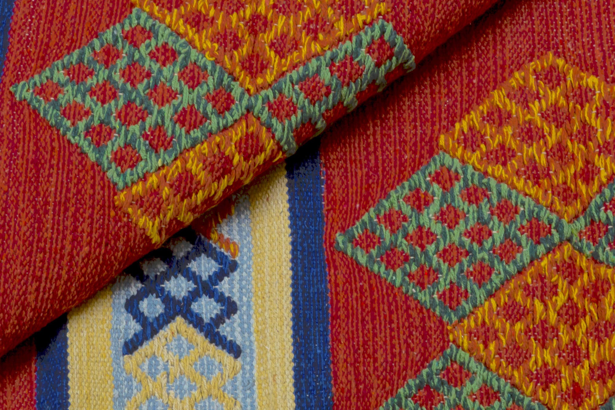 Tappeto moderno Seattle, stile kilim, 100% cotone, multicolore, 130x70cm