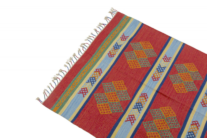 Tappeto moderno Seattle, stile kilim, 100% cotone, multicolore, 170x110cm