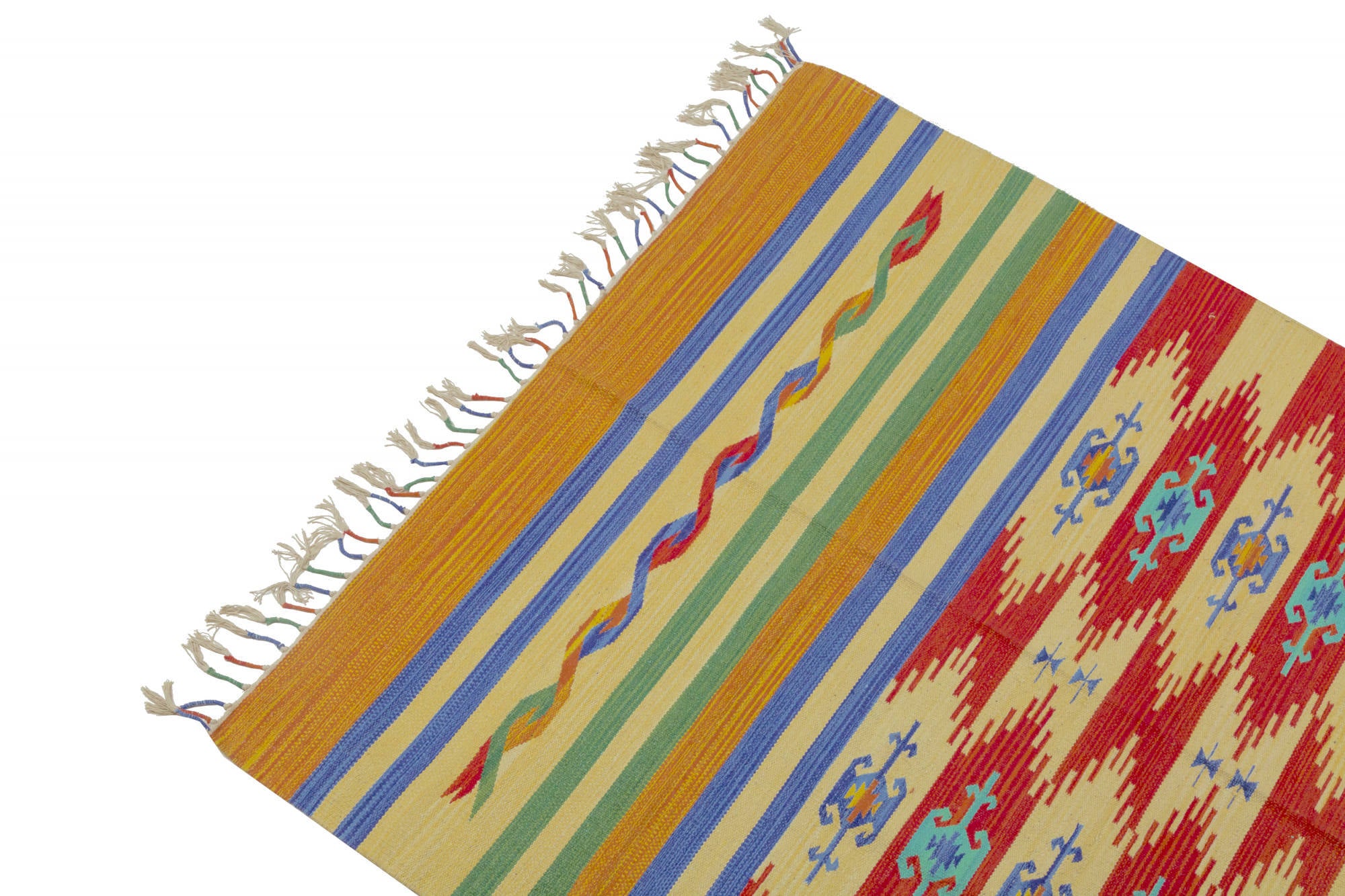 Tappeto moderno Seattle, stile kilim, 100% cotone, multicolore, 130x70cm