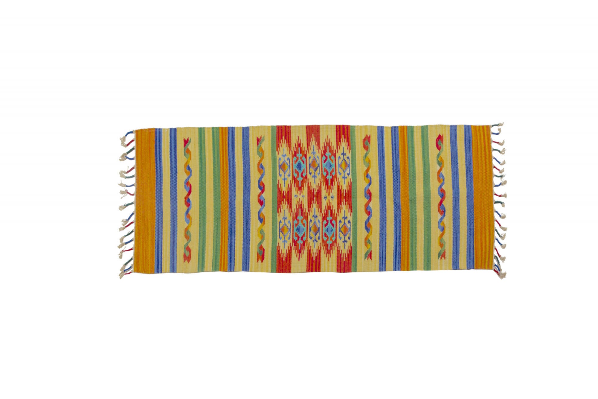 Tappeto moderno Seattle, stile kilim, 100% cotone, multicolore, 240x60cm