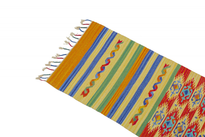 Tappeto moderno Seattle, stile kilim, 100% cotone, multicolore, 240x60cm