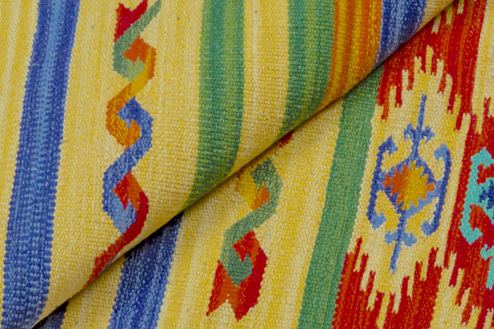 Tappeto moderno Seattle, stile kilim, 100% cotone, multicolore, 240x60cm