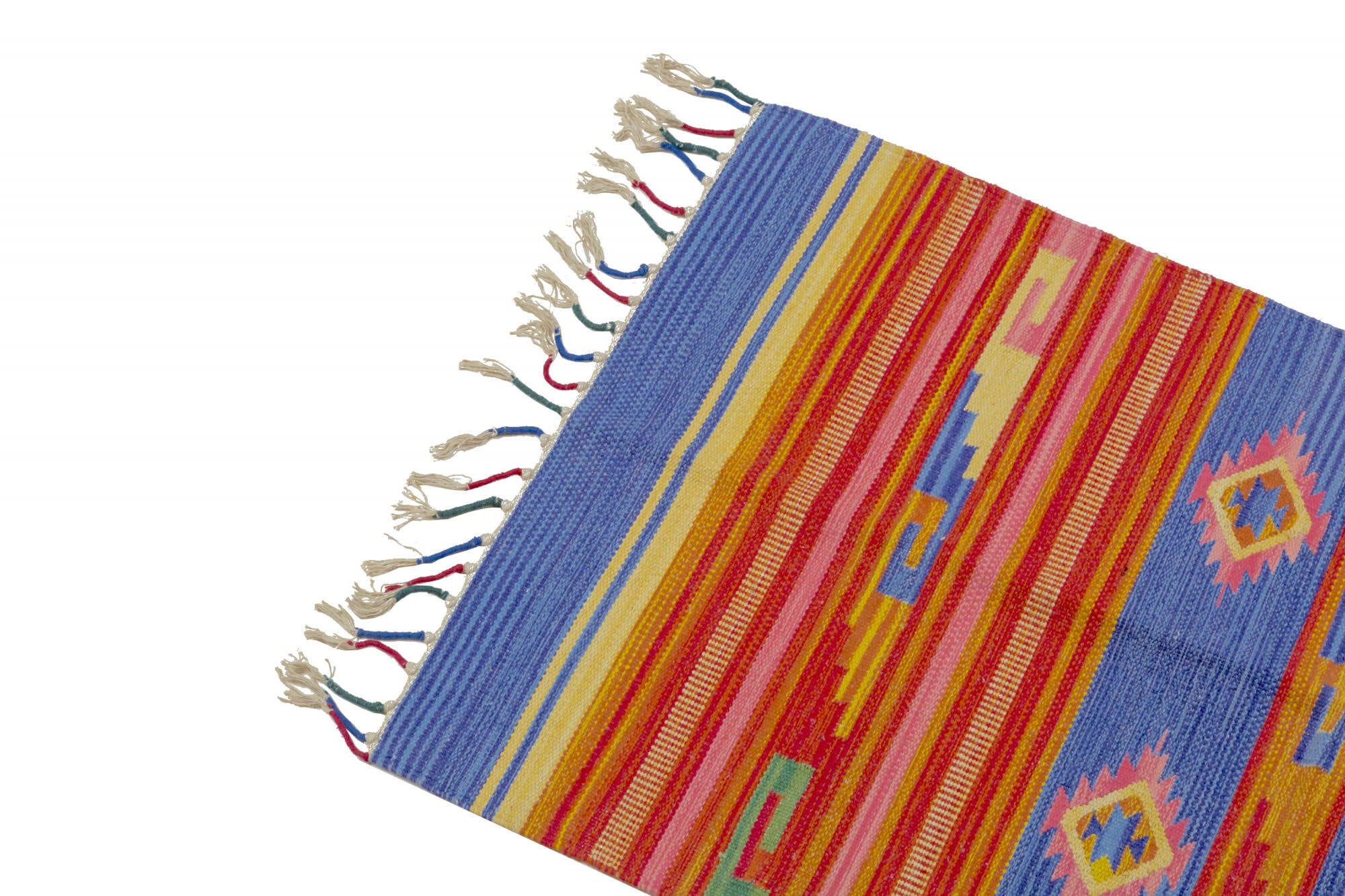 Tappeto moderno Seattle, stile kilim, 100% cotone, multicolore, 130x70cm