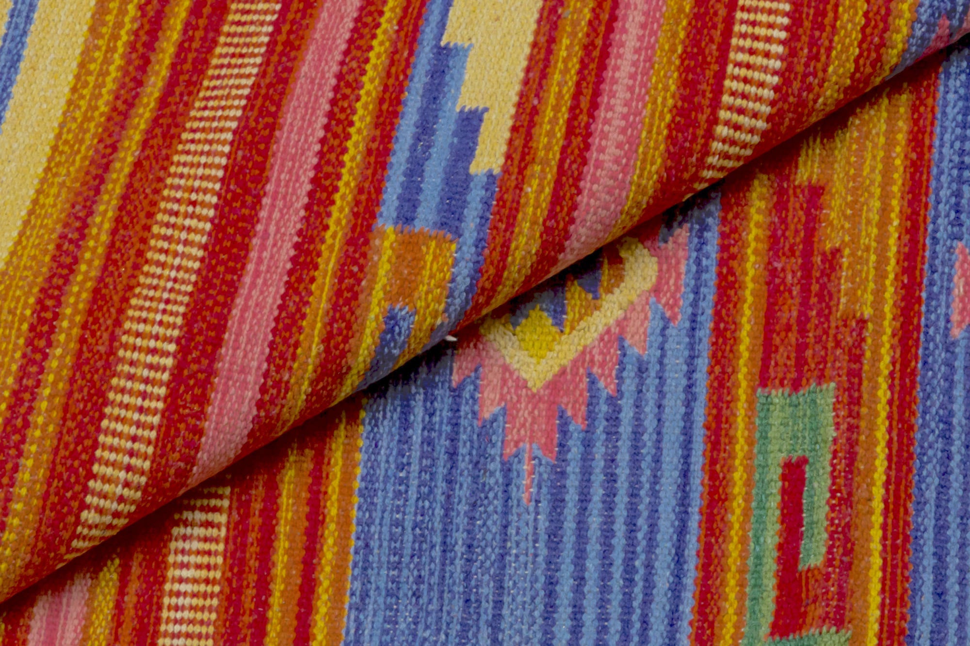 Tappeto moderno Seattle, stile kilim, 100% cotone, multicolore, 130x70cm