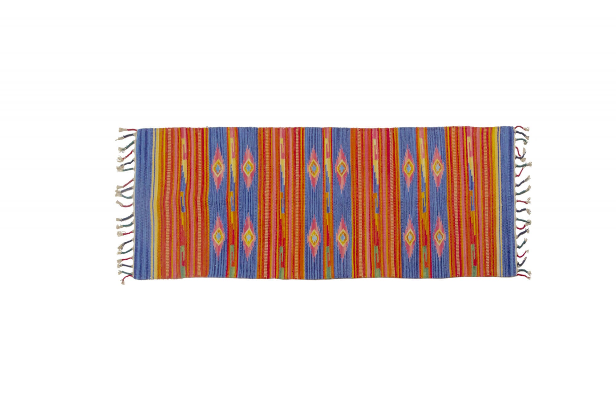 Tappeto moderno Seattle, stile kilim, 100% cotone, multicolore, 180x60cm