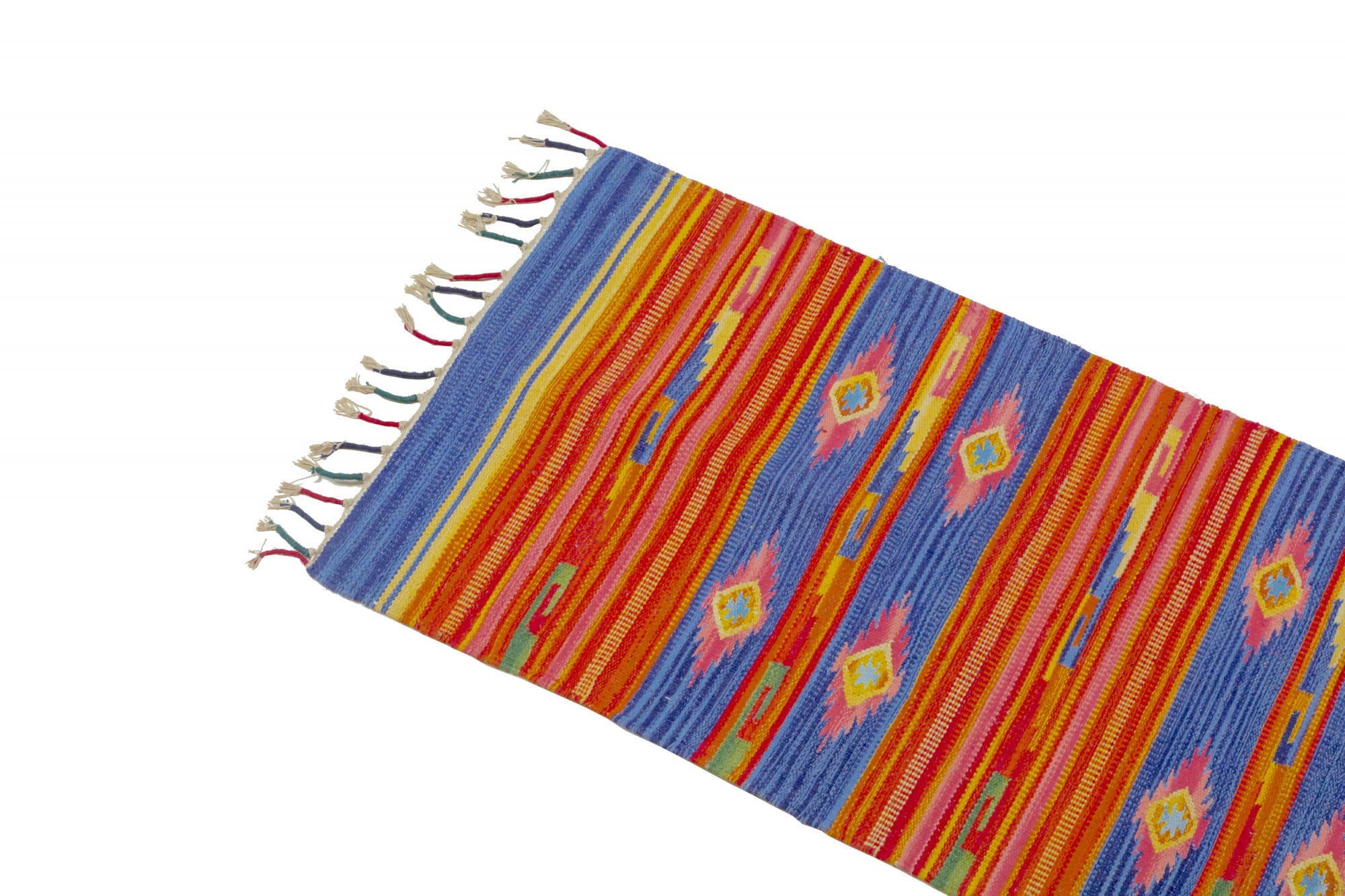 Tappeto moderno Seattle, stile kilim, 100% cotone, multicolore, 180x60cm