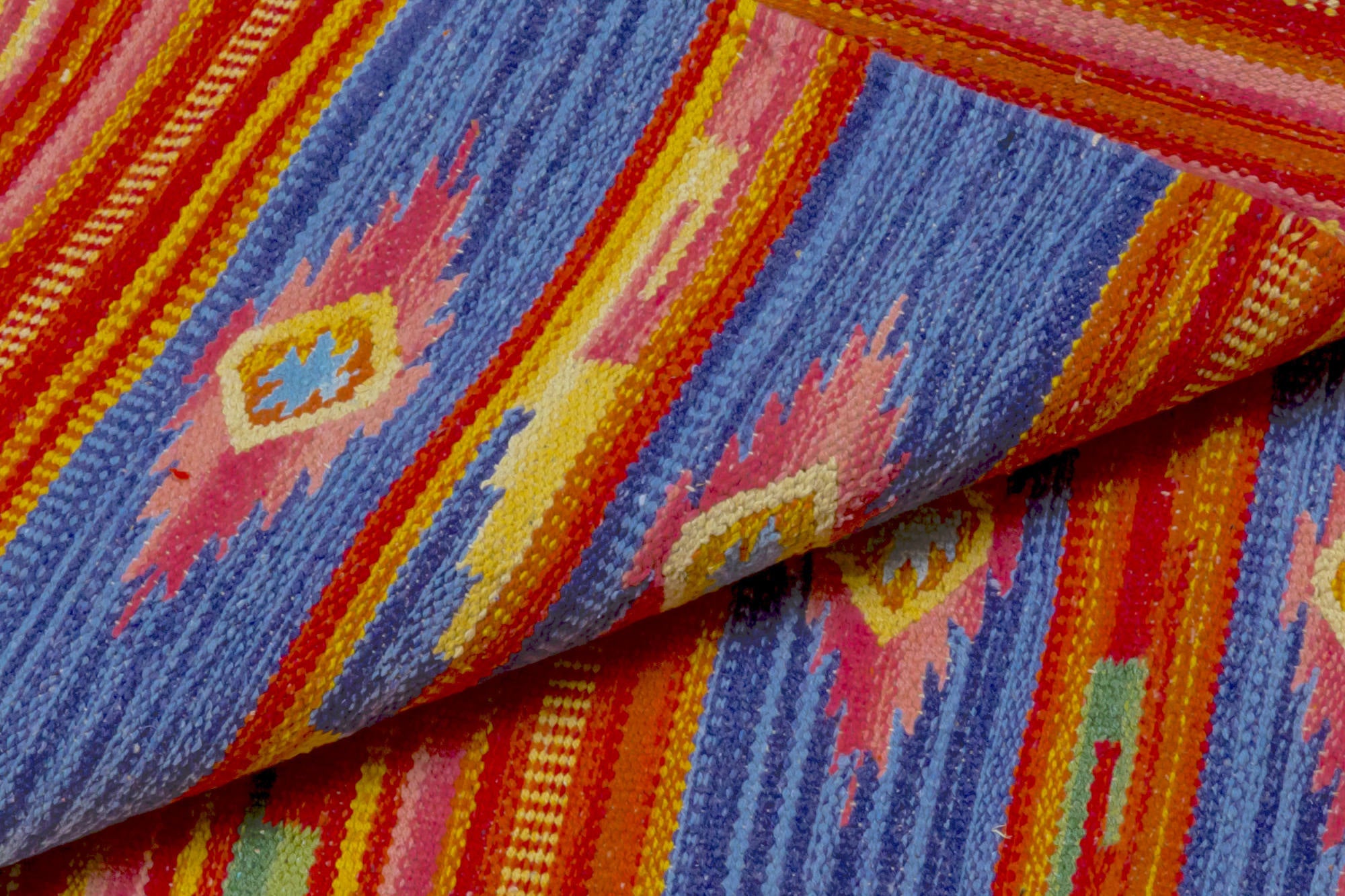 Tappeto moderno Seattle, stile kilim, 100% cotone, multicolore, 180x60cm