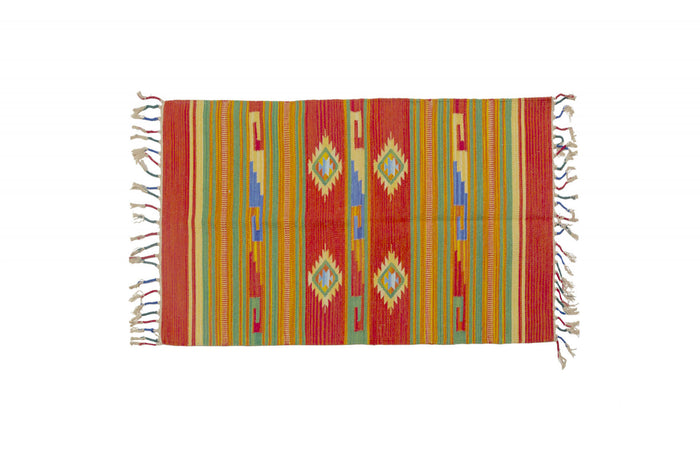Tappeto moderno Seattle, stile kilim, 100% cotone, multicolore, 90x60cm