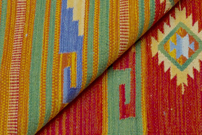 Tappeto moderno Seattle, stile kilim, 100% cotone, multicolore, 90x60cm
