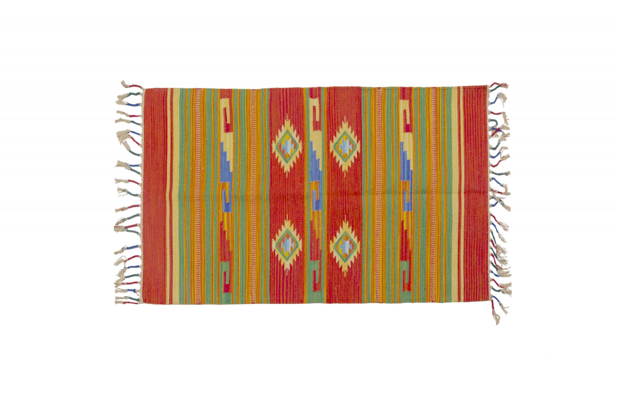 Tappeto moderno Seattle, stile kilim, 100% cotone, multicolore, 130x70cm