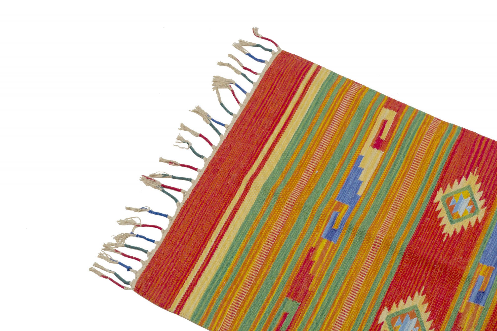 Tappeto moderno Seattle, stile kilim, 100% cotone, multicolore, 130x70cm