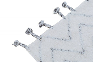 Tappeto moderno California, stile kilim, 100% cotone, avorio, 180x60cm