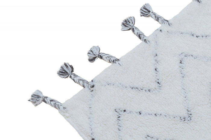 Tappeto moderno California, stile kilim, 100% cotone, avorio, 180x60cm