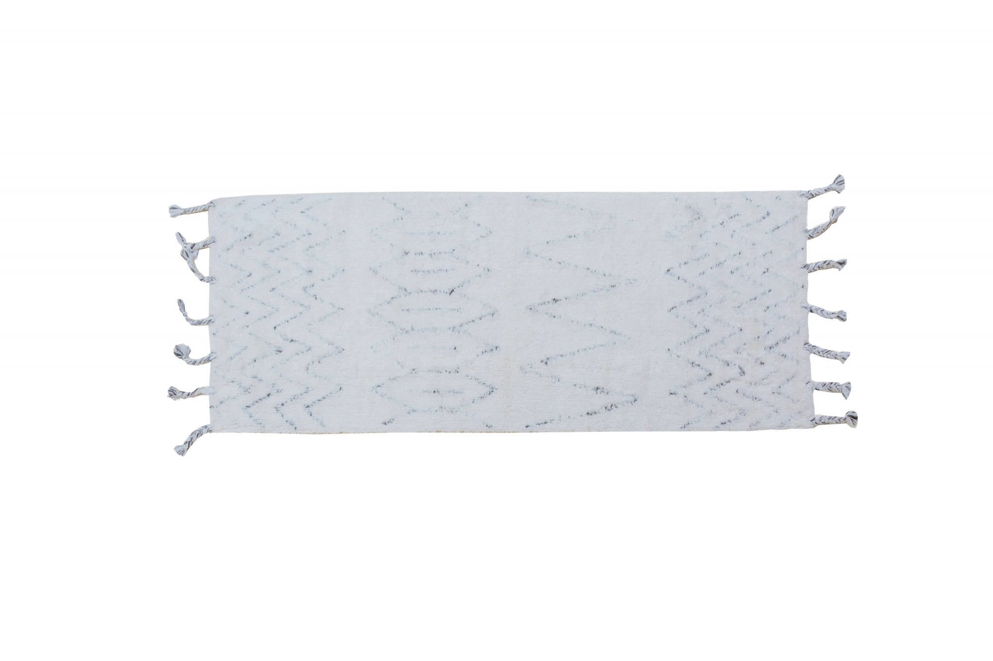 Tappeto moderno California, stile kilim, 100% cotone, avorio, 180x60cm