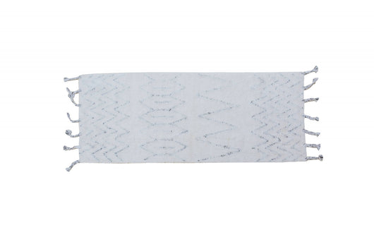 Tappeto moderno California, stile kilim, 100% cotone, avorio, 180x60cm