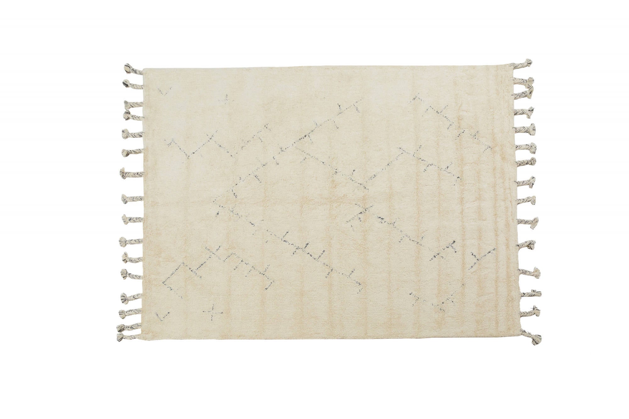 Tappeto moderno California, stile kilim, 100% cotone, avorio, 200x140cm