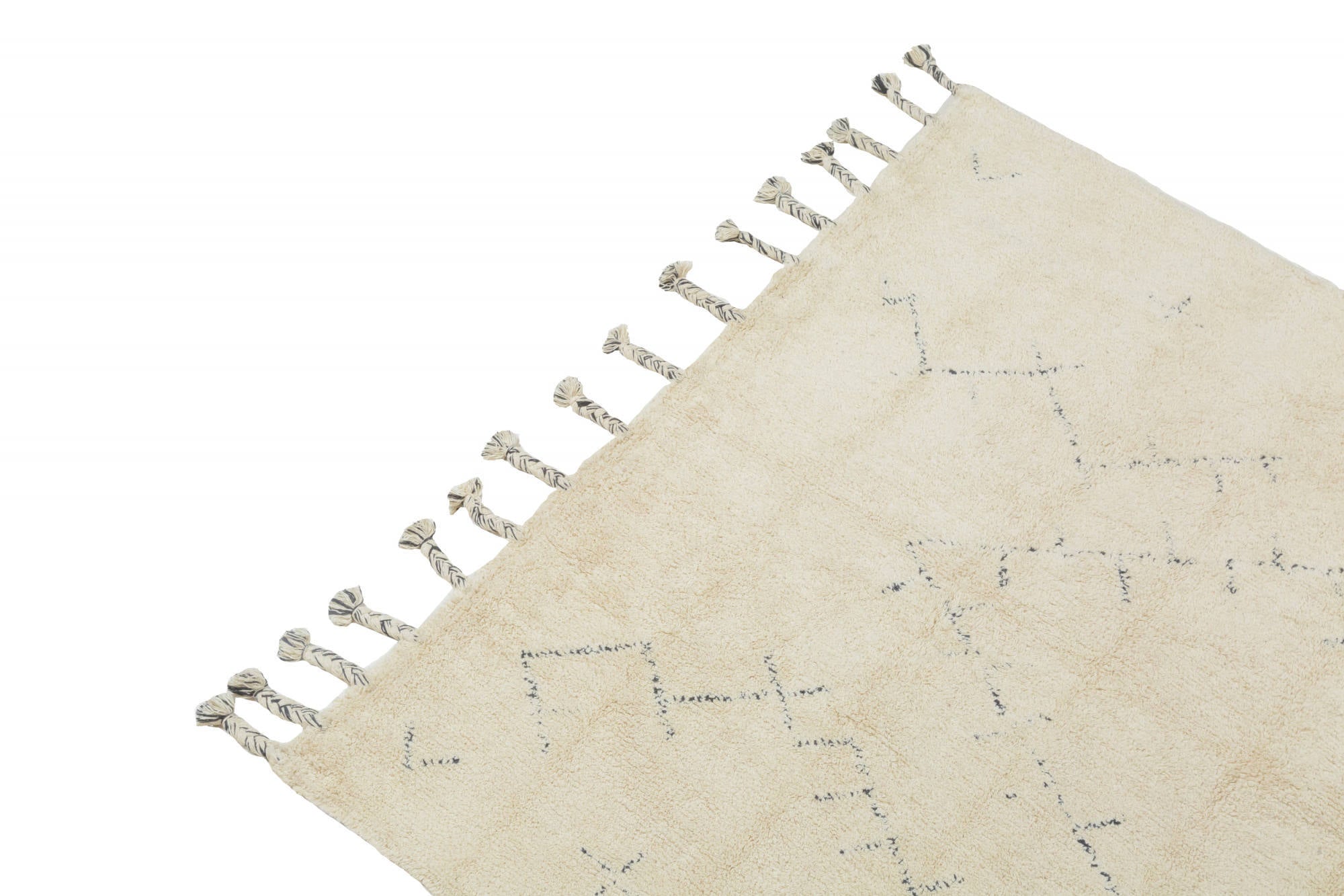 Tappeto moderno California, stile kilim, 100% cotone, avorio, 200x140cm