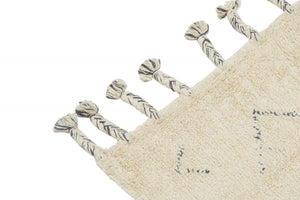 Tappeto moderno California, stile kilim, 100% cotone, avorio, 200x140cm