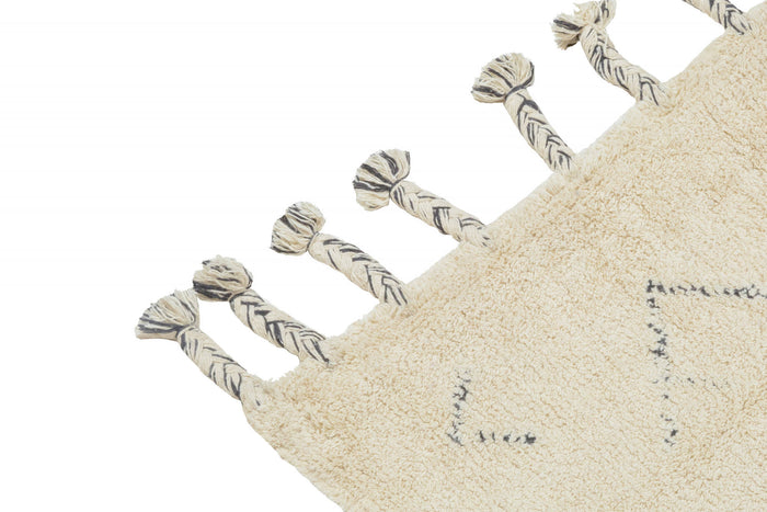 Tappeto moderno California, stile kilim, 100% cotone, avorio, 200x140cm