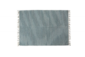 Tappeto moderno Atlanta, stile kilim, 100% cotone, azzurro, 150x80cm